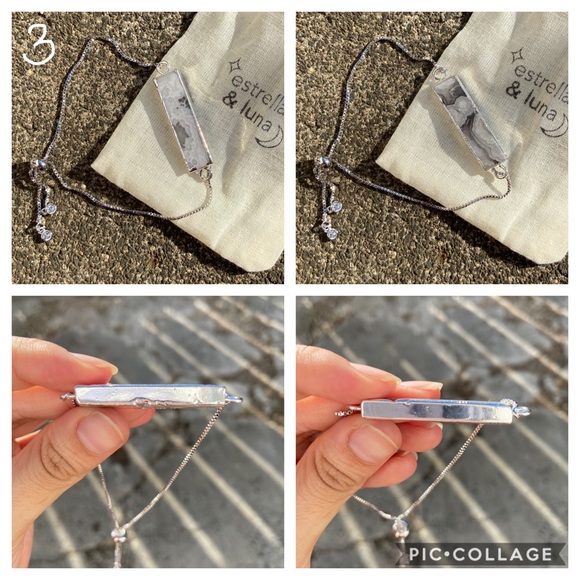 Mexican Agate Silver Crystal Boho Bracelet - Picture 5 of 5